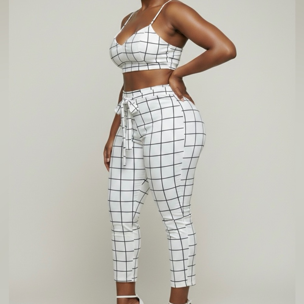 Fashion Nova Black and White Checkered Pantsuit